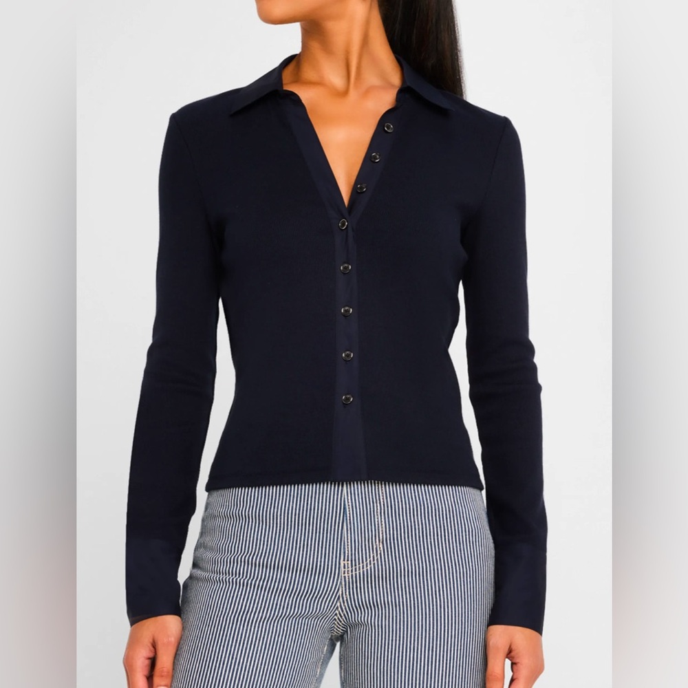NWT!! Veronica Beard Navy Button Down Shirt - Woman’s Scottie mixed media